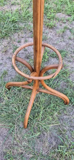 Porte manteau perroquet vintage en bois brut rénové