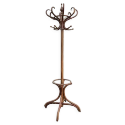 Porte manteau perroquet vintage en bois brut rénové