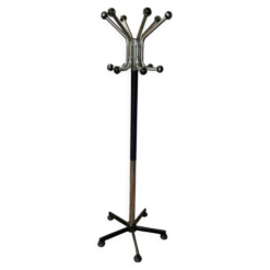 Porte-manteau perroquet vintage en métal chromé et noir