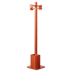 Porte-manteau porte-parapluie vintage des années 60 en bois orange mid-century