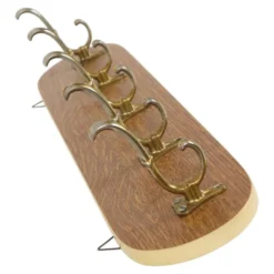 Porte-manteau Rockabilly vintage, design des années 1950, placage en bois, doré