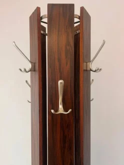 Porte-manteau scandinave en palissandre et aluminium, design milieu du siècle - années 1960