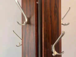 Porte-manteau scandinave en palissandre et aluminium, design milieu du siècle - années 1960