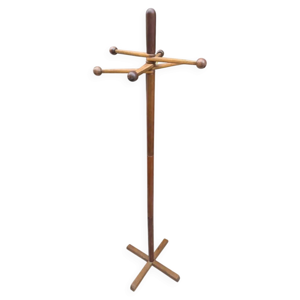 Porte-manteau sculptural en bois – design moderniste années 60