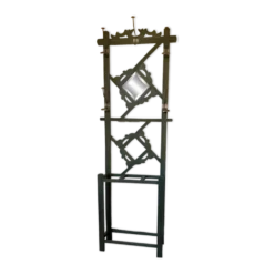 Porte manteau vestiaire art déco en bois patiné vert