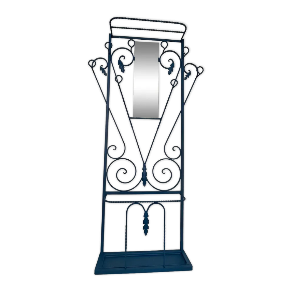 Porte-manteau vestiaire métal bleu années 50