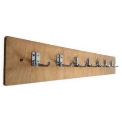 Porte manteau vestiaire mural vintage en teck et inox