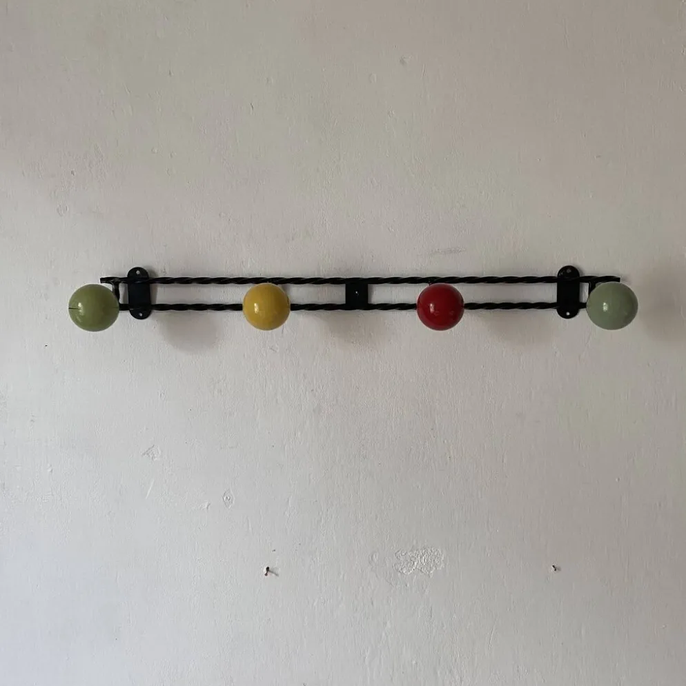 Portemanteau vintage boules en bois