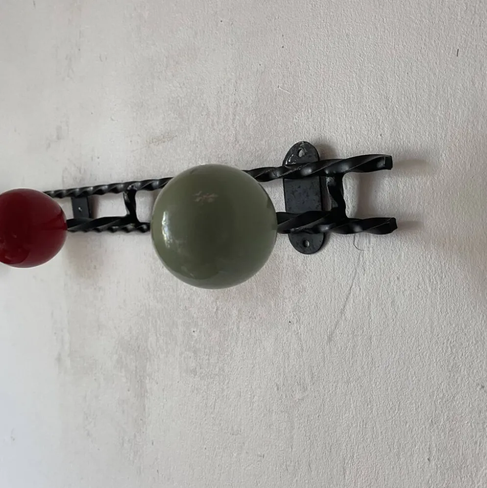 Portemanteau vintage boules en bois