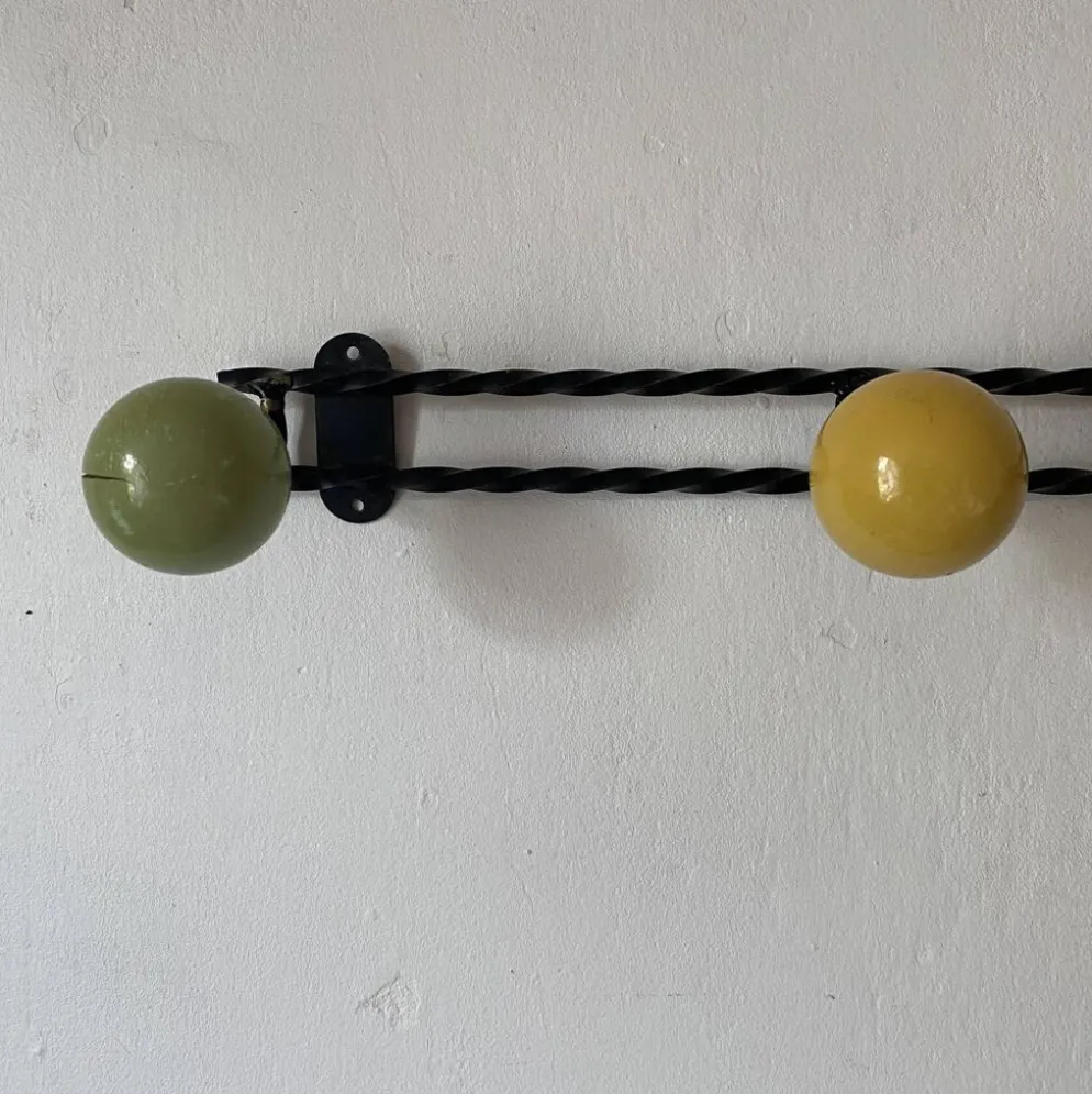 Portemanteau vintage boules en bois
