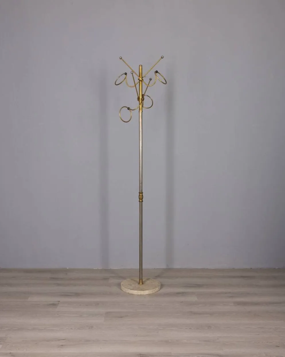 Porte-manteau vintage des années 1960 en laiton doré, design italien