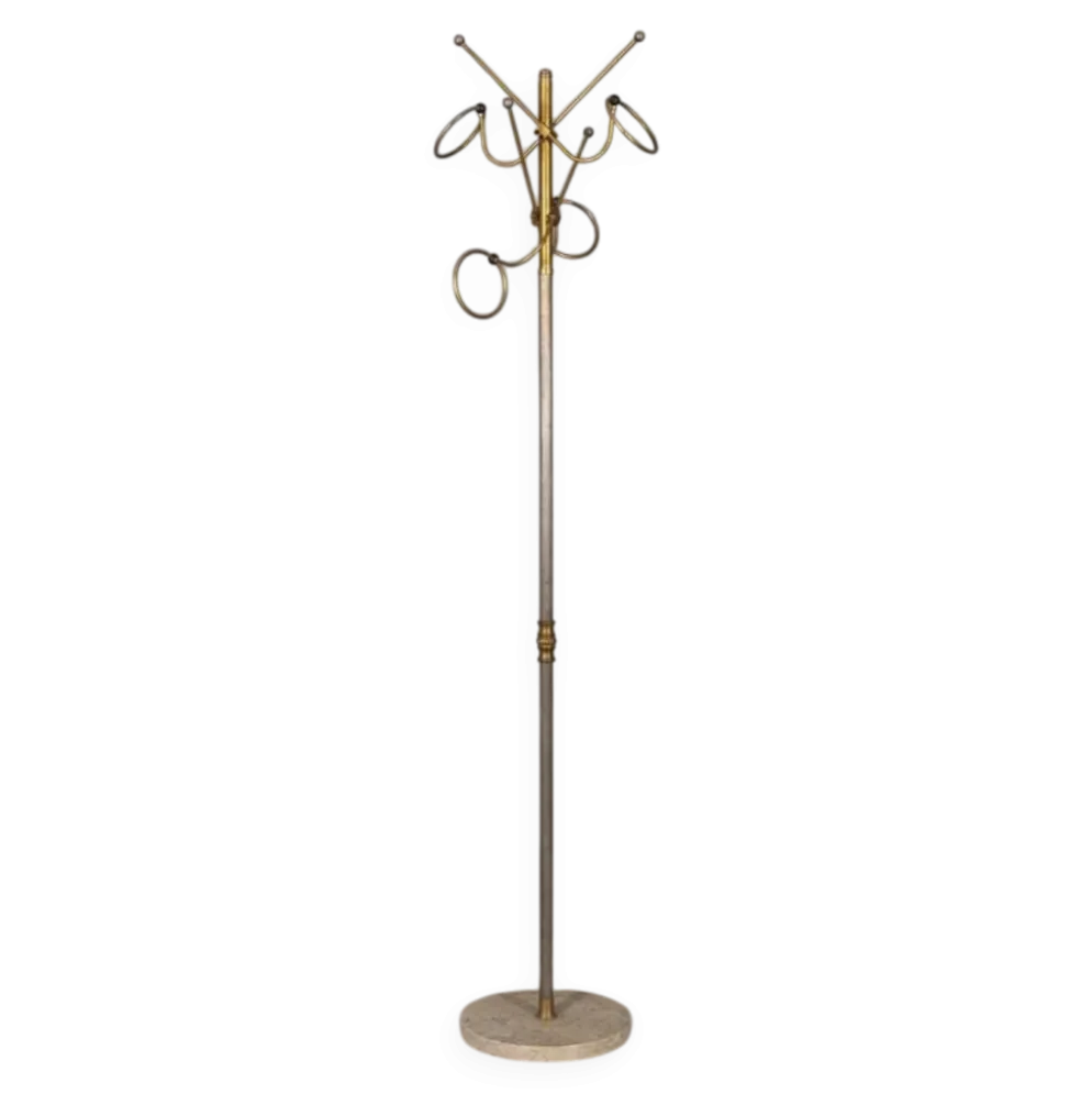 Porte-manteau vintage des années 1960 en laiton doré, design italien