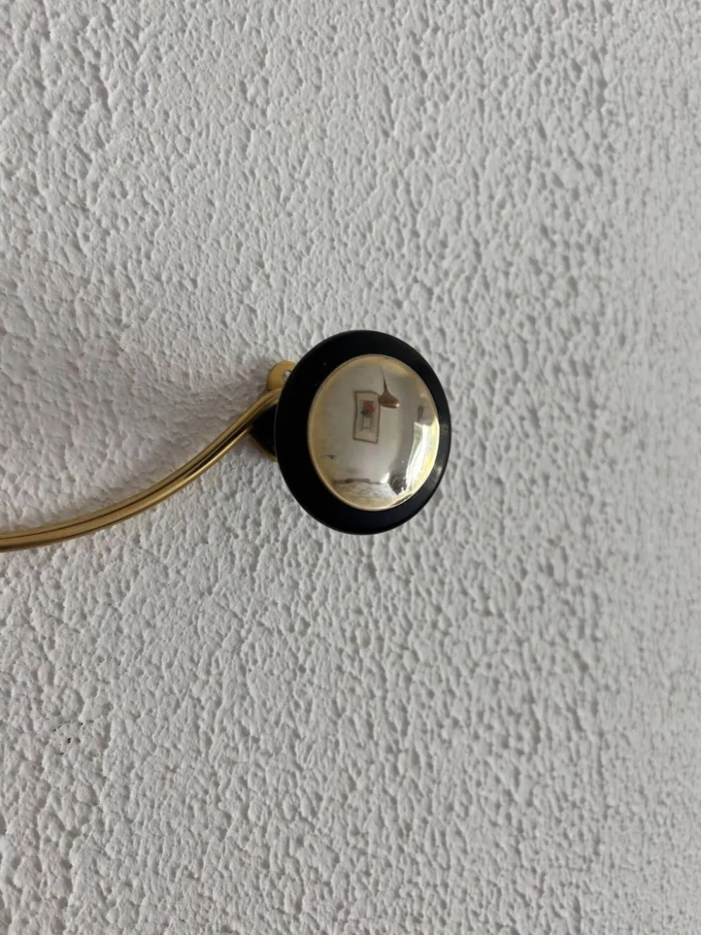 Portemanteau vintage 1960 doré or noir 3 patères - 45 x 7 cm