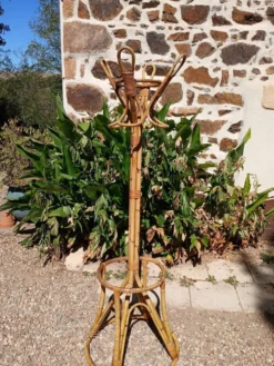 Porte manteau vintage en bambou et rotin