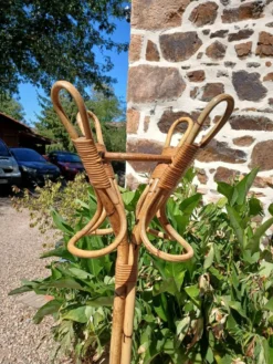 Porte manteau vintage en bambou et rotin