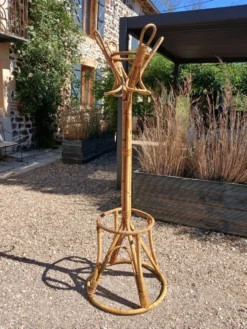 Porte manteau vintage en bambou et rotin