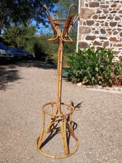 Porte manteau vintage en bambou et rotin