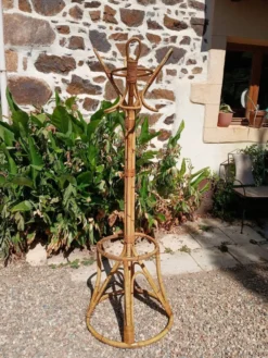 Porte manteau vintage en bambou et rotin