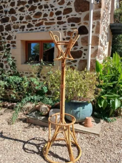 Porte manteau vintage en bambou et rotin