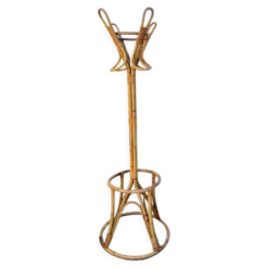 Porte manteau vintage en bambou et rotin