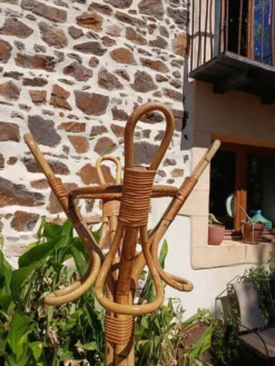 Porte manteau vintage en bambou et rotin