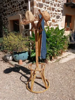 Porte manteau vintage en bambou et rotin
