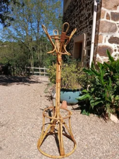 Porte manteau vintage en bambou et rotin