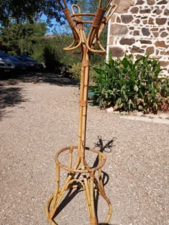 Porte manteau vintage en bambou et rotin