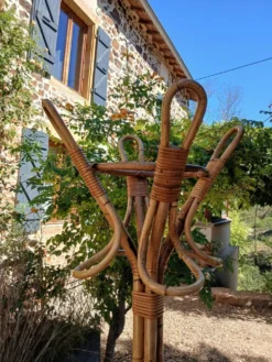 Porte manteau vintage en bambou et rotin