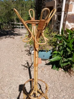 Porte manteau vintage en bambou et rotin