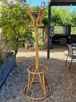 Porte manteau vintage en bambou et rotin