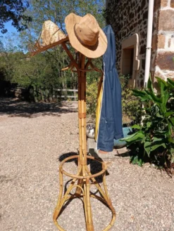 Porte manteau vintage en bambou et rotin