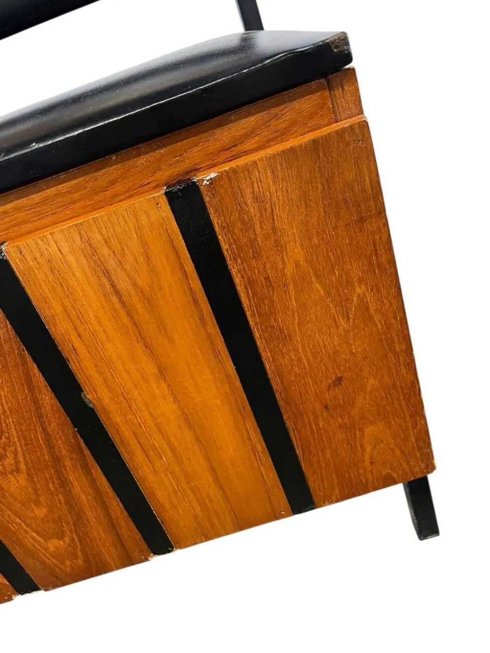 Porte-manteau vintage en bois, autoportant, avec miroir et espace de rangement