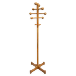 Porte-manteau vintage en bois tourné – design années 70 – patine authentiqu
