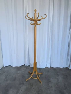 Porte-manteau vintage en bois cintré de style Thonet avec porte-parapluie