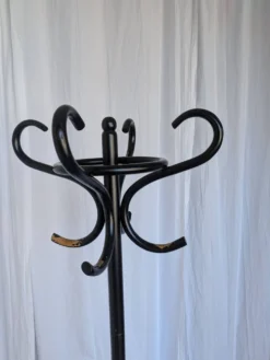 Porte-manteau vintage en bois courbé noir dans le style Thonet / Arbre à hall d'époque mi-siècle