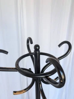 Porte-manteau vintage en bois courbé noir dans le style Thonet / Arbre à hall d'époque mi-siècle
