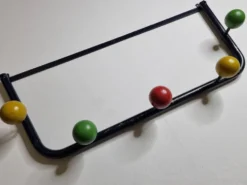 Portemanteau vintage en métal et bois, 5 patères, 74 cm