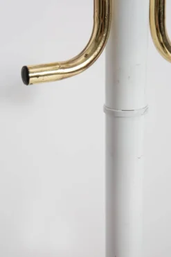 Porte-manteau vintage milieu du siècle blanc et or en métal, Italie, années 1960