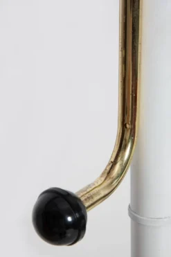 Porte-manteau vintage milieu du siècle blanc et or en métal, Italie, années 1960