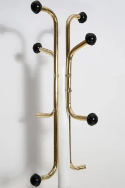 Porte-manteau vintage milieu du siècle blanc et or en métal, Italie, années 1960