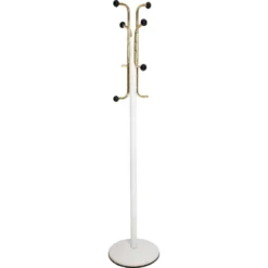 Porte-manteau vintage milieu du siècle blanc et or en métal, Italie, années 1960