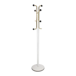 Porte-manteau vintage milieu du siècle blanc et or en métal, Italie, années 1960
