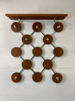 Porte-manteau vintage scandinave du milieu du siècle en teck et en métal, années 1960.