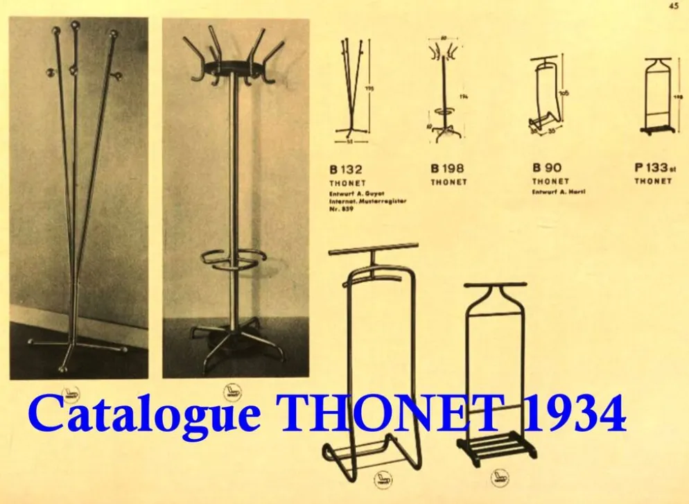 Porte-manteaux Art déco Bauhaus, Guillot 1930 pour Thonet N°B132