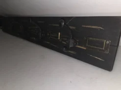 Porte manteaux d'écolier avec étiquettes en bois patiné noir 0