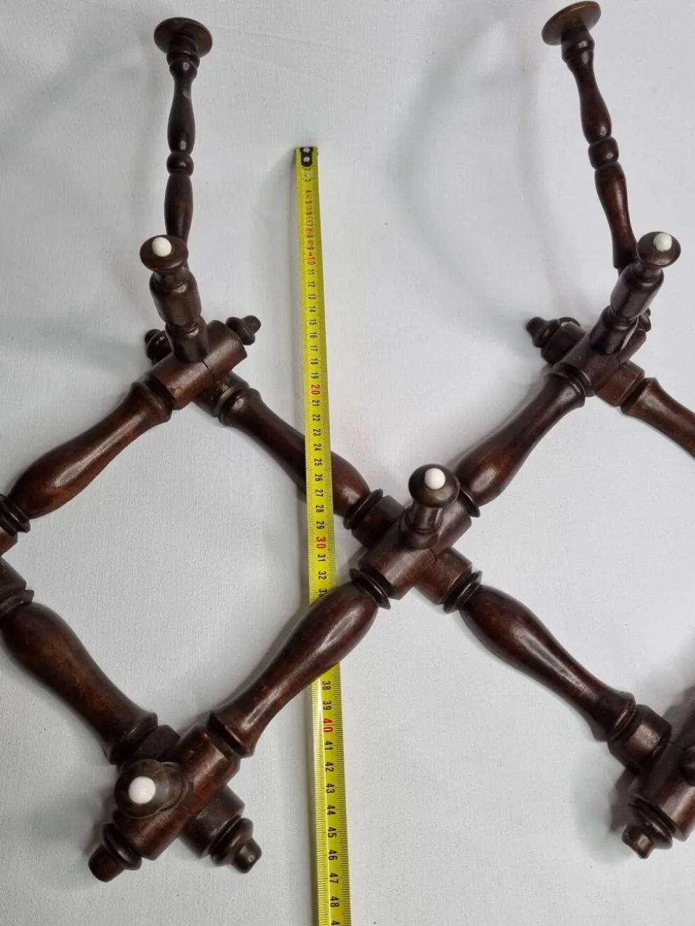 Porte-manteaux en bois extensible ancien, Napoléon III, 9 patères