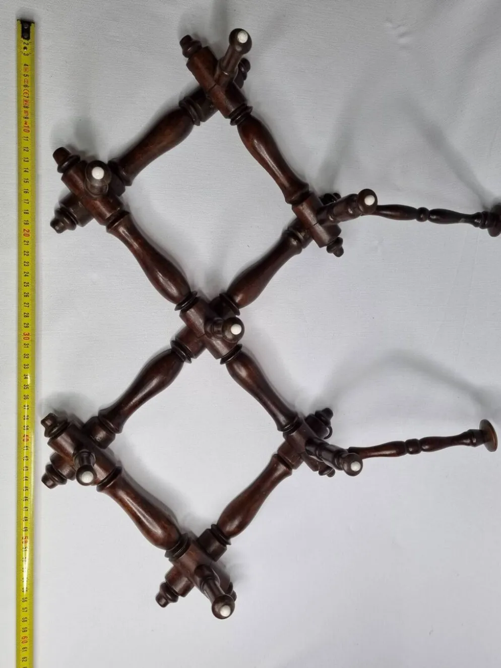 Porte-manteaux en bois extensible ancien, Napoléon III, 9 patères