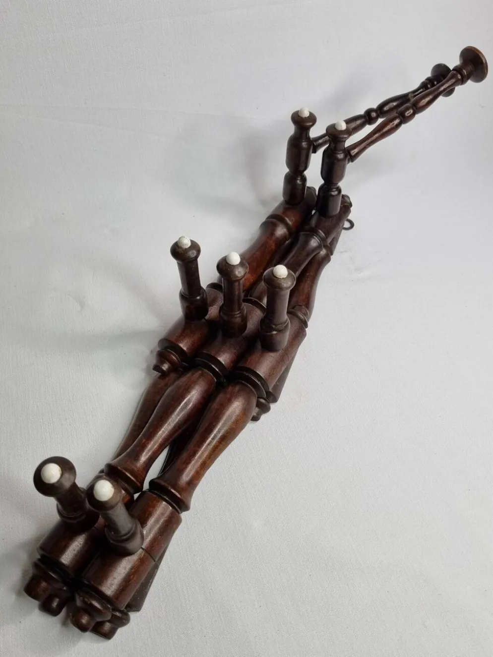 Porte-manteaux en bois extensible ancien, Napoléon III, 9 patères