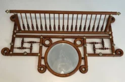 Porte-manteaux mural en bois courbé et laiton, Arts & Crafts, autriche, vers 1900